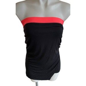 Stem NEW black strapless Body Con Ruched‎ Shirt Size Small Neon Pink